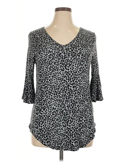 Pre-owned Shiela Rose 3/4 Sleeve Top Gray V-neck Tops