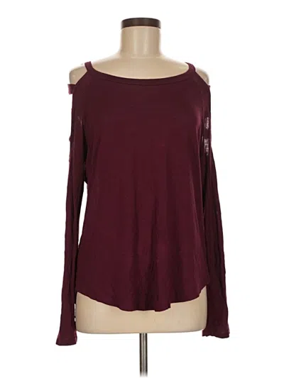 Pre-owned Shiela Rose Long Sleeve Top Burgundy Cold Shoulder Neckline Tops