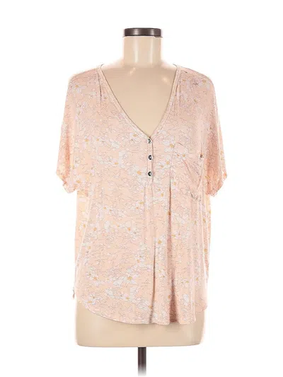 Pre-owned Shiela Rose Short Sleeve Henley Shirt In Brown