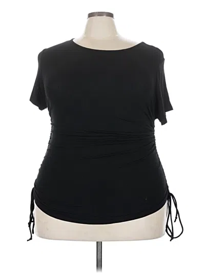 Pre-owned Shiela Rose Short Sleeve Top Black Boatneck Tops