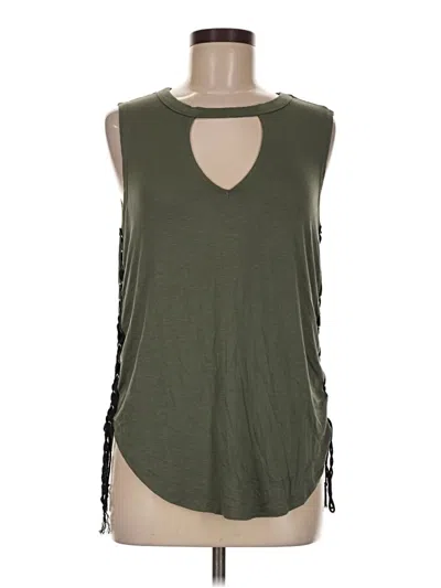 Pre-owned Shiela Rose Sleeveless Top Green Keyhole Neckline Tops