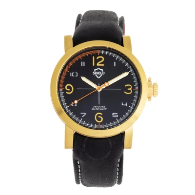Shield Berge Quartz Black Dial Black Leather Men's Watch Sldsh101-6 In Black / Gold / Gold Tone / Yellow