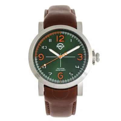 Shield Berge Quartz Green Dial Brown Leather Men's Watch Sldsh101-4 In Brown/green/silver Tone