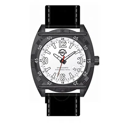 Shield Pilecki White Dial Black Leather Men's Watch Sh0605 In Black / White