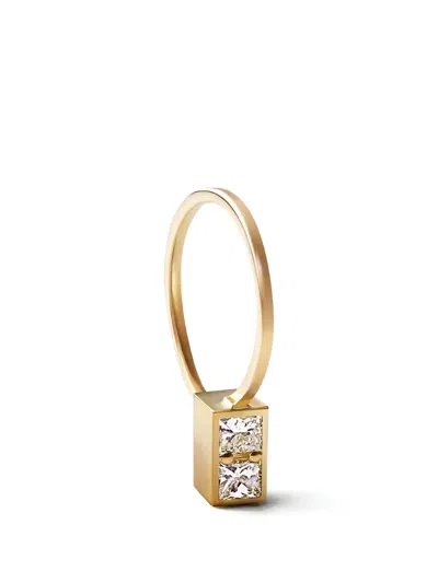 Shihara Box-shaped Diamond Hoop Earring In Gold