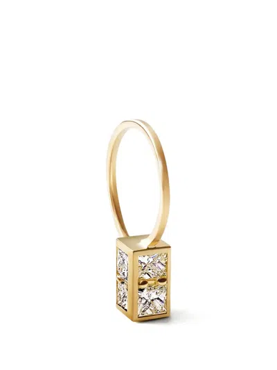 Shihara Box-shaped Diamond Hoop Earring In Black