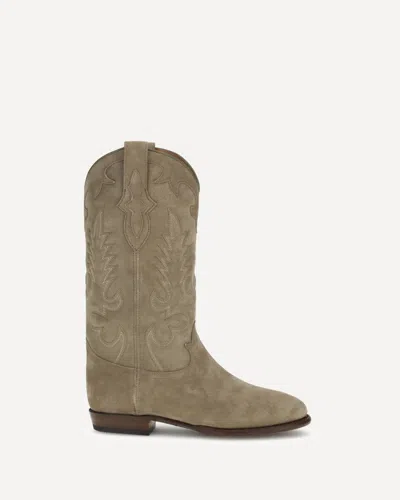 Shiloh Heritage Embroidered Suede Cowboy Boots In Brown