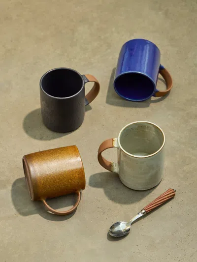 Shin Ki-bok Ceramic Round Mugs (set Of 4) In Multi