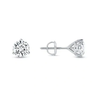 Pre-owned Shine Brite With A Diamond 1 Ct Round Cut Earrings Studs Solid Real 18k White Gold Screw Back Martini In White/colorless