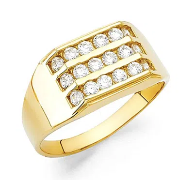 Pre-owned Shine Brite With A Diamond 1.00 Ct. Round Cut Men's Real 14k Yellow Gold 10mm Wedding Anniversary Band Ring In White/colorless