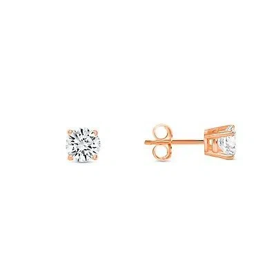 Pre-owned Shine Brite With A Diamond 1/2 Ct Round Lab Created Grown Diamond Earrings 14k Rose Gold D/vvs Basket Push In White/colorless