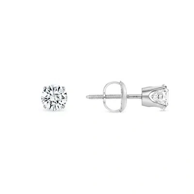 Pre-owned Shine Brite With A Diamond 1/2 Ct Round Lab Created Grown Diamond Earrings 14k White Gold D/vvs Crown Screw In White/colorless