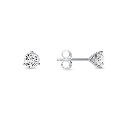 Pre-owned Shine Brite With A Diamond 1/2 Ct Round Lab Created Grown Diamond Earrings 18k White Gold F/vs Martini Push In White/colorless