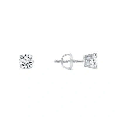 Pre-owned Shine Brite With A Diamond 1/2 Ct Round Lab Created Grown Diamond Earrings 950 Platinum F/vs Basket Screw In White/colorless