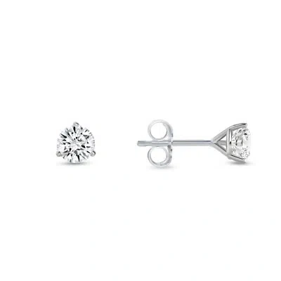 Pre-owned Shine Brite With A Diamond 1/2 Ct Round Labcreated Grown Diamond Earrings 14k White Gold D/vvs Martini Push In White/colorless