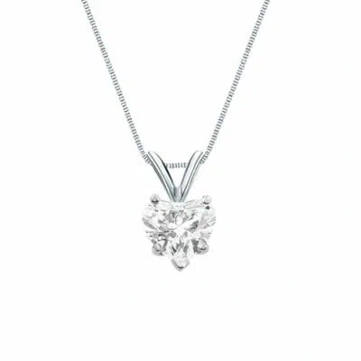 Pre-owned Shine Brite With A Diamond 1.50 Ct Heart Shaped Real Solid 14k White Gold Solitaire Pendant 18" Necklace In White/colorless