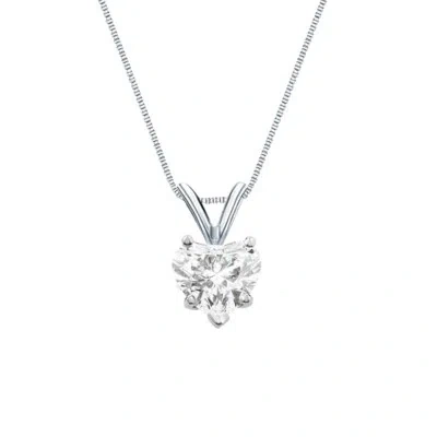 Pre-owned Shine Brite With A Diamond 1.75 Ct Heart Real 14k White Gold Simulate Diamond Solitaire Pendant Necklace 18 In White/colorless