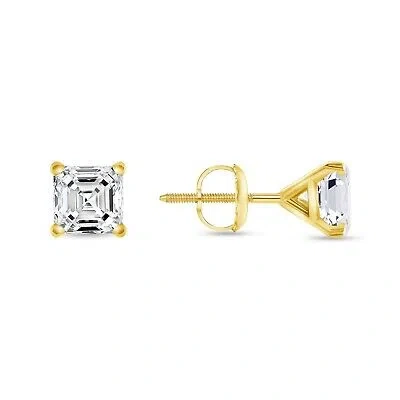 Pre-owned Shine Brite With A Diamond 1.75 Ct Princess Cut Earrings Studs Solid 14k Yellow Gold Screw Back Martini In White/colorless