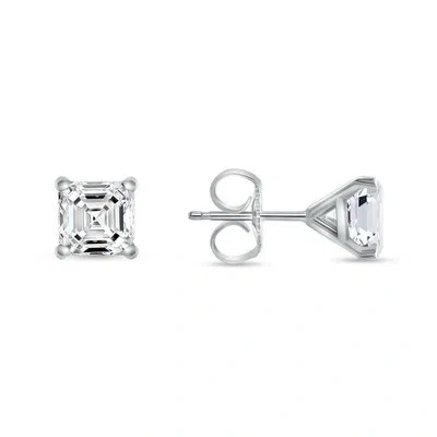 Pre-owned Shine Brite With A Diamond 1.75 Ct Princess Cut Earrings Studs Real Solid 14k White Gold Push Back Martini In White/colorless