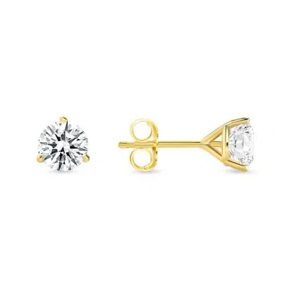Pre-owned Shine Brite With A Diamond 1.75 Ct Round Cut Earrings Studs Solid Real 14k Yellow Gold Push Back Martini In White/colorless