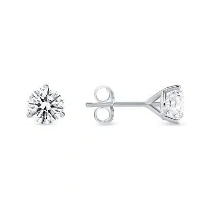Pre-owned Shine Brite With A Diamond 1.75 Ct Round Cut Earrings Studs Solid Real 14k White Gold Push Back Martini In White/colorless