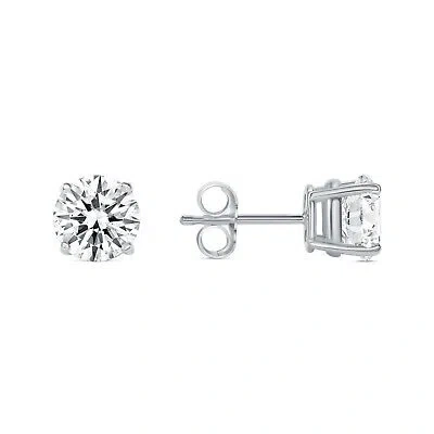 Pre-owned Shine Brite With A Diamond 1.75 Ct Round Earrings Studs Solid 14k White Gold Brilliant Cut Push Back Basket In White/colorless