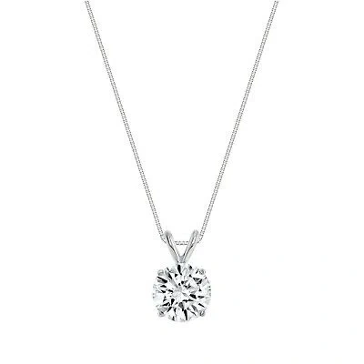 Pre-owned Shine Brite With A Diamond 1.75 Ct Round Cut Solid 18k White Gold Solitaire Pendant 18" Necklace In White/colorless