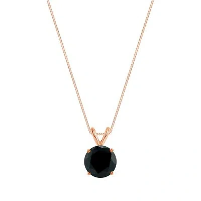 Pre-owned Shine Brite With A Diamond 2.0 Ct Round Created Diamond Black Solid Real 14k Rose Gold Pendant 18" Necklace In Pink