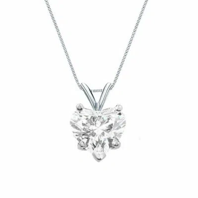Pre-owned Shine Brite With A Diamond 2.25 Ct Heart Shaped Real Solid 14k White Gold Solitaire Pendant 18" Necklace In White/colorless
