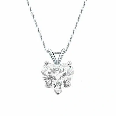 Pre-owned Shine Brite With A Diamond 2.75 Ct Heart Shaped Real Solid 14k White Gold Solitaire Pendant 18" Necklace In White/colorless