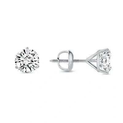 Pre-owned Shine Brite With A Diamond 2.75 Ct Round Cut Earrings Studs Solid 18k White Gold Screw Back Martini In White/colorless