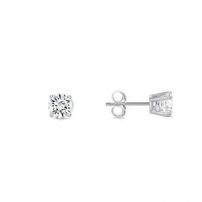 Pre-owned Shine Brite With A Diamond 3/4 Ct Round Lab Created Grown Diamond Earrings 14k White Gold D/vvs Basket Push In White/colorless