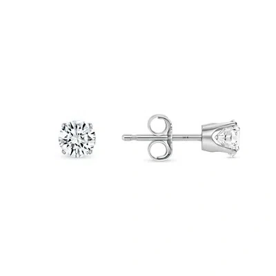 Pre-owned Shine Brite With A Diamond 3/4 Ct Round Lab Created Grown Diamond Earrings 14k White Gold D/vvs Crown Push In White/colorless