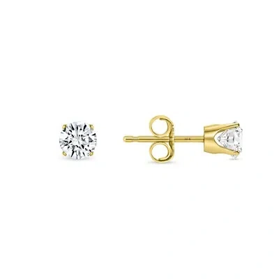 Pre-owned Shine Brite With A Diamond 3/4 Ct Round Lab Created Grown Diamond Earrings 14k Yellow Gold F/vs Crown Push