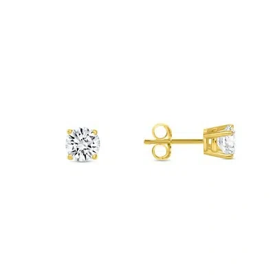 Pre-owned Shine Brite With A Diamond 3/4 Ct Round Labcreated Grown Diamond Earrings 14k Yellow Gold D/vvs Basket Push