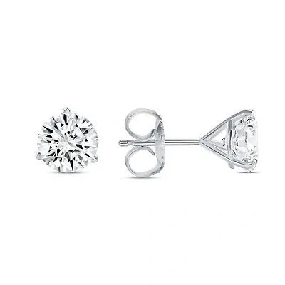 Pre-owned Shine Brite With A Diamond 4.50 Ct Round Cut Earrings Studs Solid Real 14k White Gold Push Back Martini In White/colorless