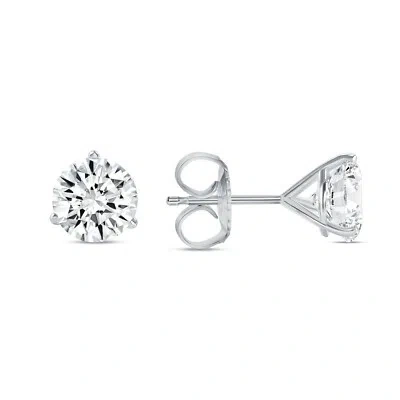 Pre-owned Shine Brite With A Diamond 6 Ct Round Earrings Studs Solid 14k White Gold Brilliant Cut Push Back Martini In White/colorless