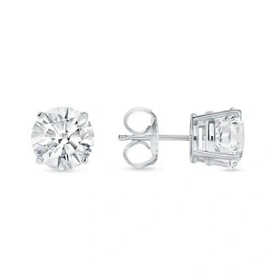 Pre-owned Shine Brite With A Diamond 6 Ct Round Earrings Studs Solid 950 Platinum Brilliant Cut Push Back Basket In White/colorless