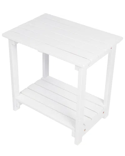 Shine Co. 2-tier Acacia Wood Outdoor Side Table In White