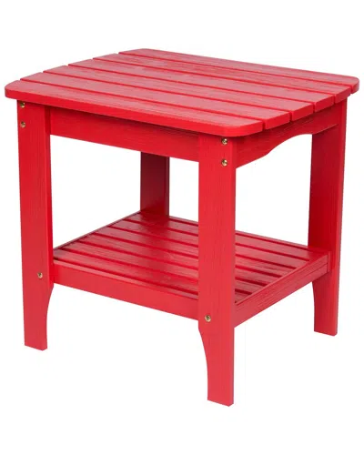 Shine Co. 2-tier Weather-resistant Wood Outdoor Side Table In Red