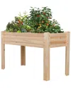 Shine Co. 4ft Cedar Raised Garden Bed Planter With Liner In Brown