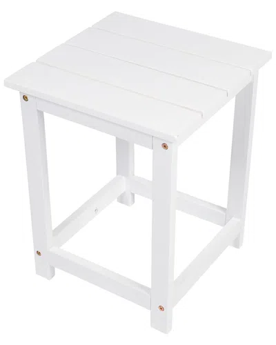 Shine Co. Acacia Wood Slatted Outdoor Accent Table In White