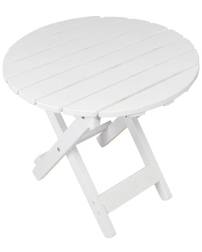 Shine Co. Outdoor Assembled Foldable Acacia Wood Side Table In White