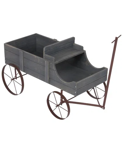 Shine Co. Shine Company Decorative Buckboard Wagon Garden Planter In Gray