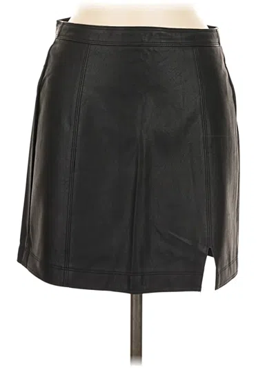 Pre-owned Shinestar Faux Leather Skirt In Black