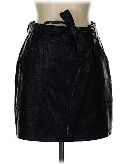 Pre-owned Shinestar Faux Leather Skirt In Black
