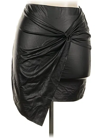 Pre-owned Shinestar Faux Leather Skirt In Black