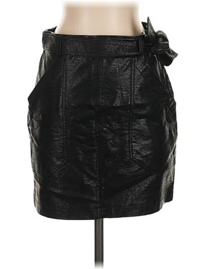 Pre-owned Shinestar Faux Leather Skirt In Black