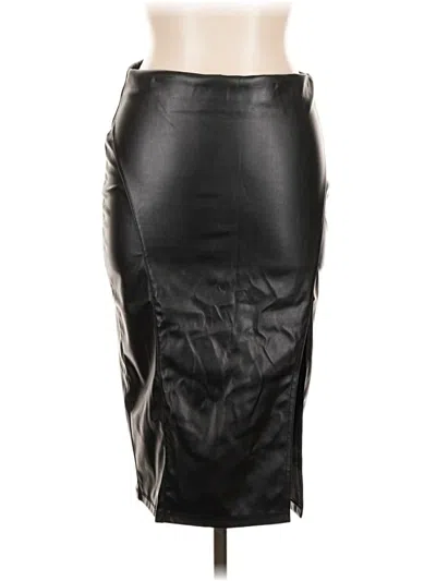 Pre-owned Shinestar Faux Leather Skirt In Black