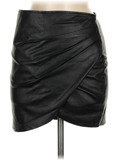 Pre-owned Shinestar Faux Leather Skirt In Black